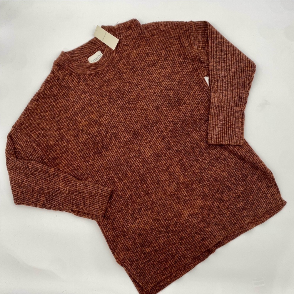 Abercrombie and Fitch Soft a & f ribbed oversized rust sweater size L - Picture 2 of 10
